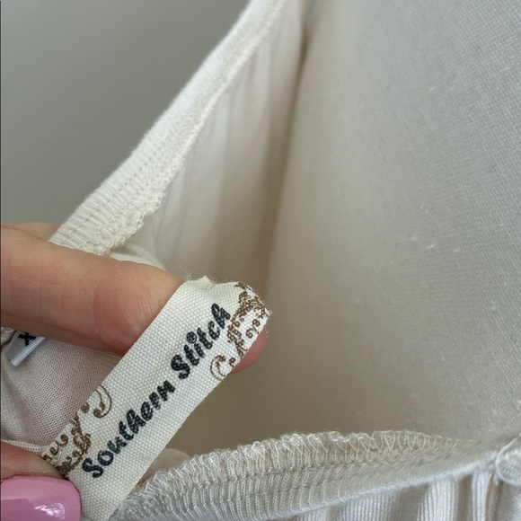 Coastal Cowgirl Southern Stitch Lace Trimmed Cream Neutral Dress Size XL - Picture 4 of 6